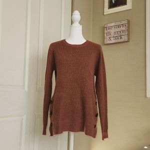 Staccato Sweater, Crewneck with Button Detail on side